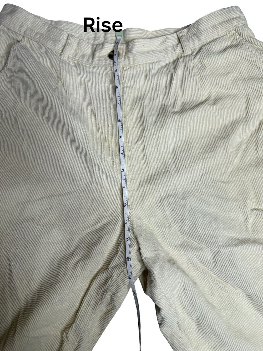 LL Bean Straight Corduroy Pants Womens 12 Cream White Heavy Cotton Favorite Fit - Picture 5 of 9